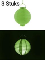 3 x Decoratie Lampion Groen met licht, Verjaardag, themafeest, Versiering, Tuin.