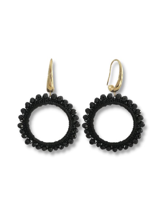Zatthu Jewelry - N22SS427 - Inas oorbellen met zwarte kraaltjes