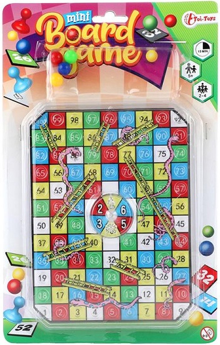 Toi Toys Mini bordspel - Ladderspel of Erger-je-niet - Reizen - Spel - Vakantie - Kinderen - Volwassenen - Bordspel - Thuis - Familie - Cadeau