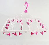 Wasrek hangend - Droogrek - Inklapbaar - 48 x 30 cm met 24 knijpers - Roze