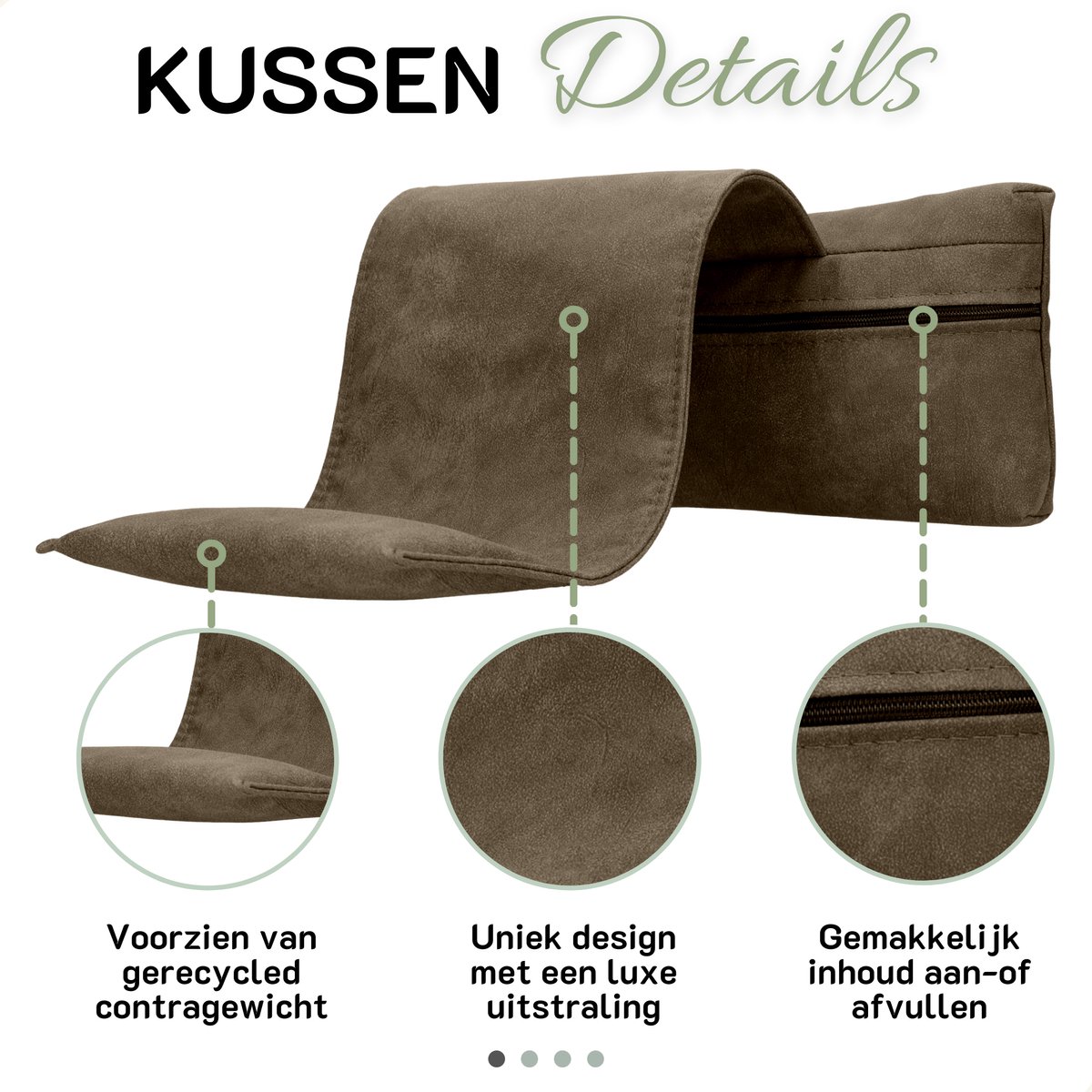 Cohoso® Handgemaakt Ergonomisch Rugkussen onderrug - Rugsteun - Lendensteun - Lendekussen - Sta op stoel - Kussen relaxstoel - Bureaustoel - Lendesteun - lendenkussen - auto - Fauteuil - zitstoel – Orthopedisch - Rugklachten - Thuiswerken - Bruin – foto 5
