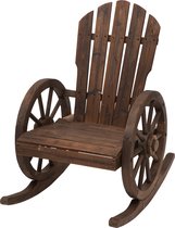 Outsunny Schommelstoel relaxstoel tuinstoel schommelstoel wieldesign hout bruin 84A-126