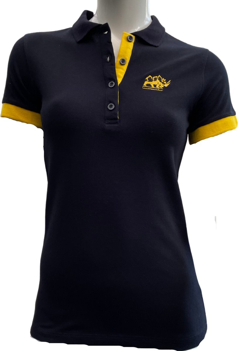 KAET - Polo - T-shirt - Dames (donkerblauw-geel)-Maat - L