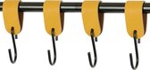 4x S-haak hangers - Handles and more® | OKERGEEL - maat S (Leren S-haken - S haken - handdoekkaakje - kapstokhaak - ophanghaken)