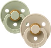 Bibs Fopspeen- Zomerset - 2 stuks Groen & Beige (Sage & Vanilla) - Maat 1 0-6 maanden