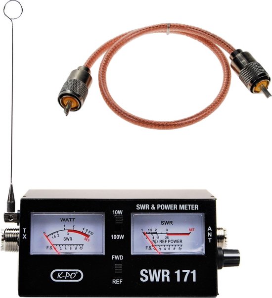 K-PO® SWR 171 SWR/Power meter + RG 8 PL-PL 40 CM Kabel - CB radio