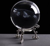 GreatGift® - 3D Zonnestelsel in Kristallen bol 10cm - In luxe geschenkset - Cadeau Voor hem - Cadeau voor Haar - Universum - Astrologie - Op Glazen standaard