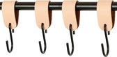 4x Leren S-haak hangers - Handles and more® | PEACH - maat L (Leren S-haken - S haken - handdoekkaakje - kapstokhaak - ophanghaken)