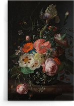 Walljar - Ruysh - Stilleven met Bloemen op Marmeren Tafelblad - Muurdecoratie - Poster.