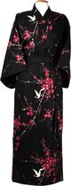 DongDong - Originele Japanse kimono - Katoen - Kersenbloesem motief - Zwart - L/XL