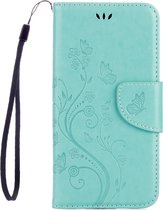 Mobigear Telefoonhoesje geschikt voor Samsung Galaxy A5 (2017) Hoesje | Mobigear Flowers Bookcase Portemonnee | Pasjeshouder voor 2 Pasjes | Telefoonhoesje voor Pinpas / OV Kaart / Rijbewijs - Turquoise