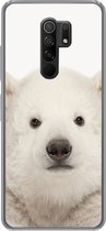 Geschikt voor Xiaomi Redmi 9 hoesje - IJsbeer - Dieren - Wit - Kinderen - Jongens - Meisjes - Siliconen Telefoonhoesje