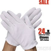 Witte katoenen Handschoen – Gloves Soft 100% Cotton Gloves Coin Jewelry Silver Inspection Gloves Stretchable Lining Glove - Handschoenen - Handschoenen Cotton Maat M 24Stuks/12Pair