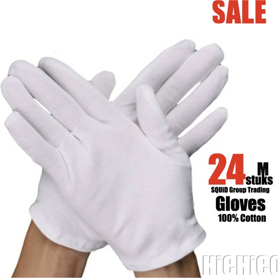 Witte katoenen Handschoen – Gloves Soft 100% Cotton Gloves Coin Jewelry  Silver... | bol.com