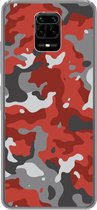 Geschikt voor Xiaomi Redmi Note 10 Lite hoesje - Rood met grijs camouflage patroon - Siliconen Telefoonhoesje