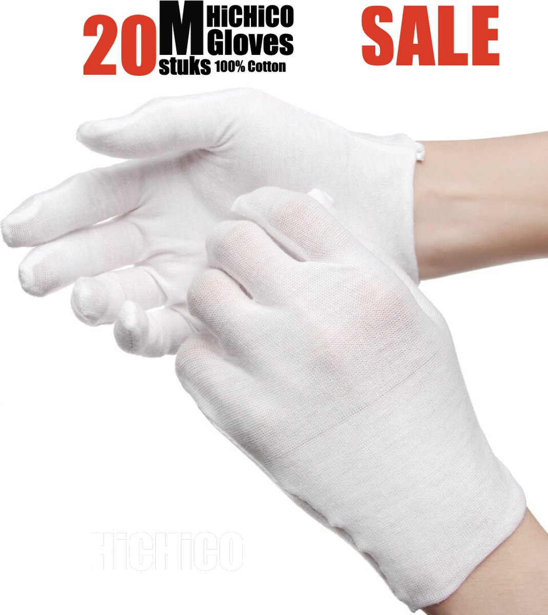 Witte katoenen Handschoen – Gloves Soft 100% Cotton Gloves Coin Jewelry Silver Inspection Gloves Stretchable Lining Glove - Handschoenen - Handschoenen Cotton Maat M 20Stuks/10Pairs M HiCHiCO