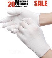 Witte katoenen Handschoen – Gloves Soft 100% Cotton Gloves Coin Jewelry Silver Inspection Gloves Stretchable Lining Glove - Handschoenen - Handschoenen Cotton Maat M 20Stuks/10Pairs      M       HiCHiCO