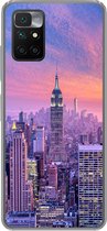 Geschikt voor Xiaomi Redmi 10 hoesje - New York - Kleuren - Skyline - Siliconen Telefoonhoesje