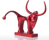 BaykaDecor - Uniek Beeld Glasvezel Stier - Fiberglass Woondecoratie - Cadeau - Vensterbank Decor - Feng Shui Kunst - Rood - 49 cm