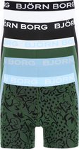 Björn Borg boxershorts Essential (5-pack) - heren boxers normale lengte - zwart - groen - lichtblauw - wit en print -  Maat: S