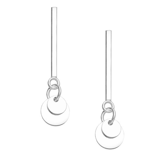 EAR IT UP - Oorbellen - Bar - Cirkel - Push back oorknopjes - 925 sterling zilver - 26 x 6 mm - 1 paar