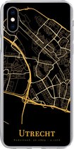 Geschikt voor iPhone Xs hoesje - Utrecht - Stadskaart - Goud - Siliconen Telefoonhoesje