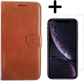 Fooniq Boek Hoesje Bruin + Screenprotector - Geschikt Voor Apple iPhone XR