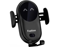 Telefoonhouder voor in de Auto - Ventilatie en Dashboard met QI Draadloze Oplader - Zwart - USB-C poort - Handsfree - Apple / iPhone - Samsung - Nokia - Huawei - Cadeau