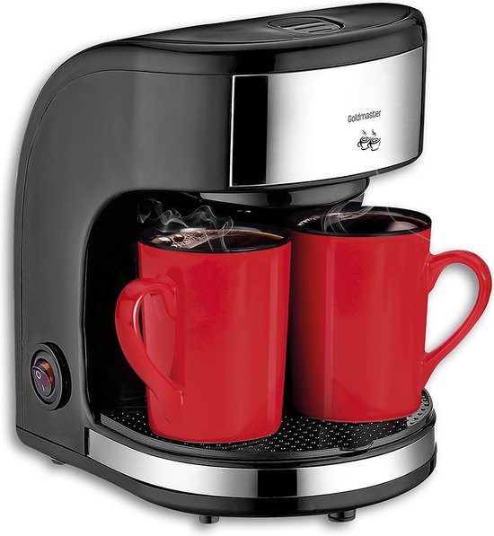 Machine à café filtre GoldMaster 7331 (avec 2 tasses en céramique rouge) |  bol