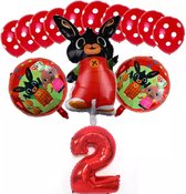 Bing Ballonnen set van 14 - verjaardag - 2 jaar, Aluminiumfolie Ballons Rode Konijn