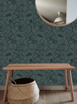 roomblush - Behang Wild Flowers - Groen - Vliesbehang - 200cm x 285cm