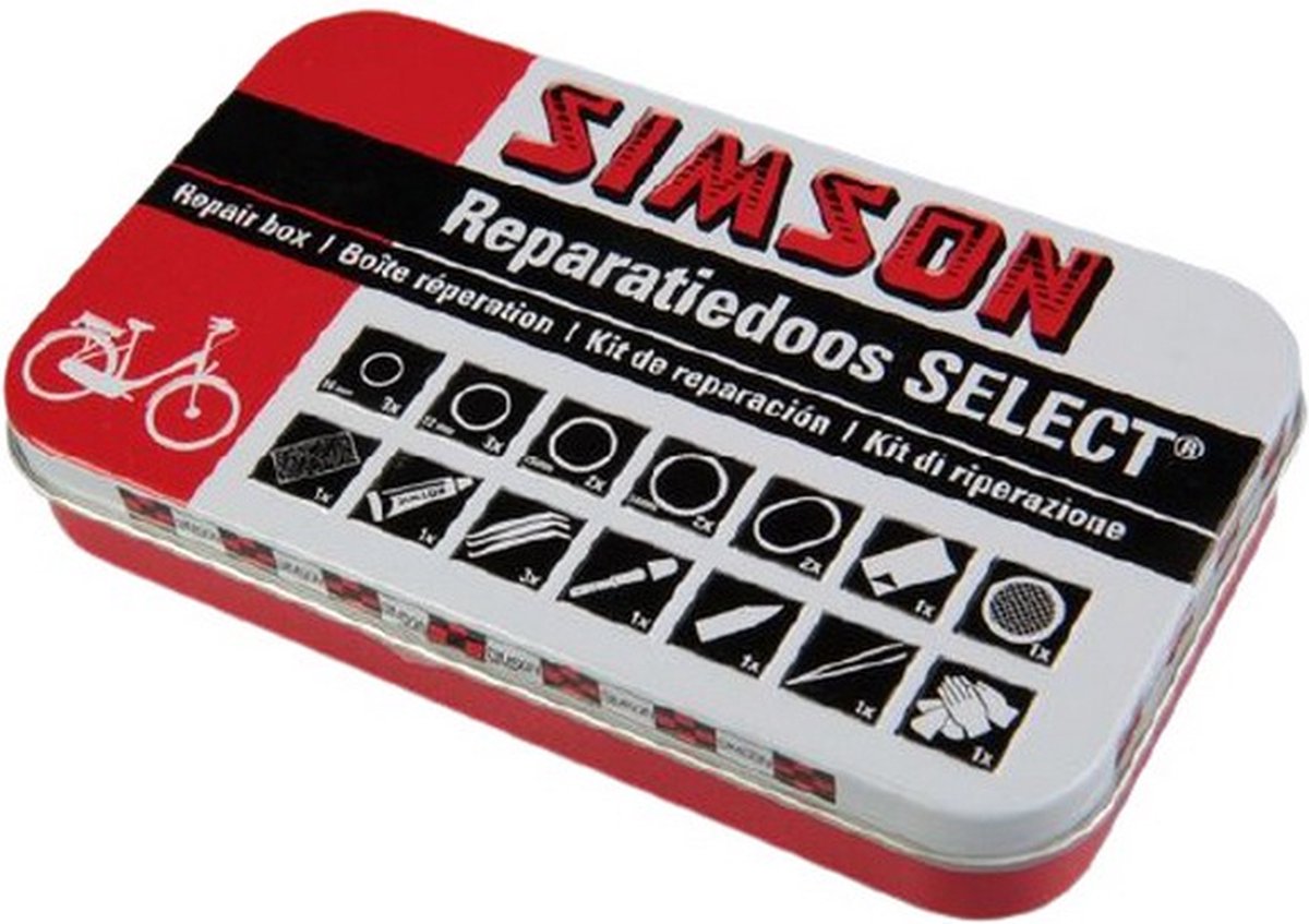 reparatiedoos Select 12,5 cm aluminium rood/wit 23-delig