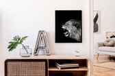 Schilderij  Safari leeuw brul - Zwart / Wit / Zwart / Wit / 40x30cm