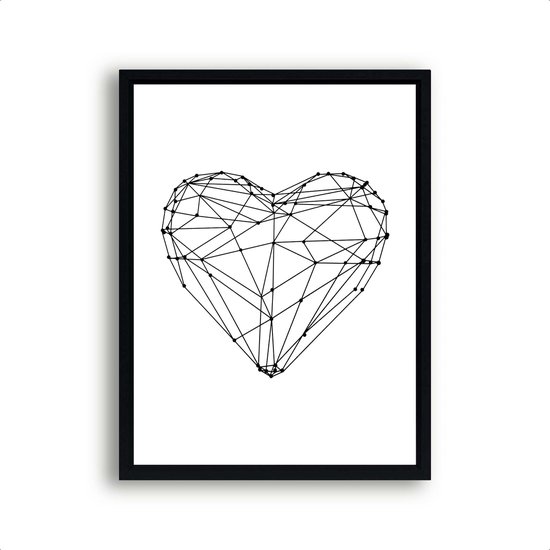 Poster Lijnen hart - Minimalistisch