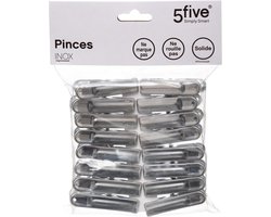5Five wasknijpers - 80x stuks - van RVS - Was ophangen - Was knijpers - 6 cm
