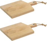 2x Stuks snijplank met handvat 38 x 26 cm van mango hout - Serveerplank - Broodplank