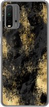 Geschikt voor Xiaomi Redmi 9T hoesje - Goud - Verf - Abstract - Zwart - Siliconen Telefoonhoesje