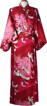 DongDong - Originele Japanse kimono - Polyester - Kraanvogel motief - Rood - L/XL