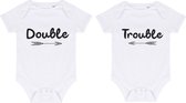 Baby Rompertjes Met Tekst | Rompers Tweeling 3-6 mnd | Double Trouble | Grappig Kraamcadeau