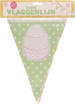 Paas vlaggenlijn met ei motief - Roze / Groen Geel - Karton / Kunststof - 4 meter - Pasen - Vlaggetjes - Paasei - Paasdagen - Feest - Party - Lente