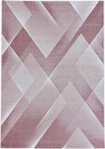 Design vloerkleed voor woonkamer Laagpolig vloerkleed 3-D driehoekig patroon Zacht pool Roze