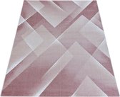Design vloerkleed voor woonkamer Laagpolig vloerkleed 3-D driehoekig patroon Zacht pool Roze