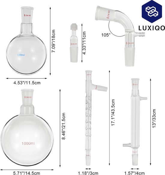 FanYu Lab Glassware Kit Glass Distillation Industrial Science Distiller Pure Dew Purification Making Essential Oils Distilled Water Filter Chemical