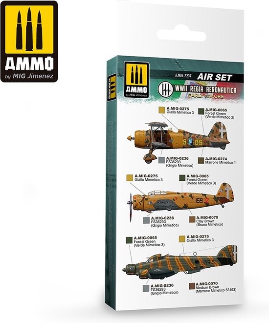 AMMO MIG 7237 WWII Regia Aeronautica Early Colours Acryl Set