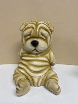 Decoratief polyresin slapend dier - bruine hond - hoogte 20x19x17 cm - Voor binnen & buiten - Woonaccessoires - Woondecoratie - Decoratieve beelden