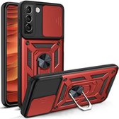 Samsung Galaxy S22 - CamShield Armor Slider Hoesje - Rood