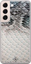 Samsung S22 hoesje siliconen - Oh my snake | Samsung Galaxy S22 case | blauw | TPU backcover transparant