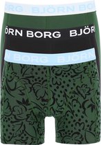 Björn Borg boxershorts Essential (3-pack) - heren boxers normale lengte - groen - zwart en groen met blauwe print -  Maat: XL