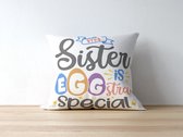 Paas Kussen MySisterIsEggstraSpecial | Paas cadeau | Pasen | Paasdecoratie | Pasen Decoratie | Grappige Cadeaus | Geschenk | Sierkussen