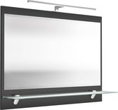 Badkamerspiegel Spiegel 90cm antraciet LED, lamp chroom, B x H x D: ca. 90 x 68 x 20 cm